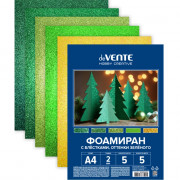 Набор цветного фоамирана А4 5 листов 5 цветов (deVENTE) HOBBY CREATIVE толщина 2 мм оттенки зеленого с блестками арт.8112415