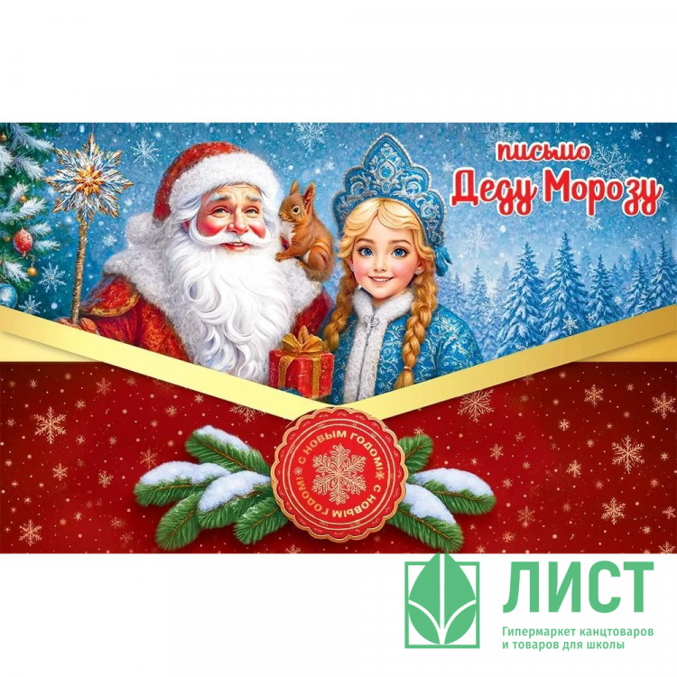 Письмо Деду Морозу "Дед Мороз и Снегурочка"А5 подсказ внутри арт.50001562